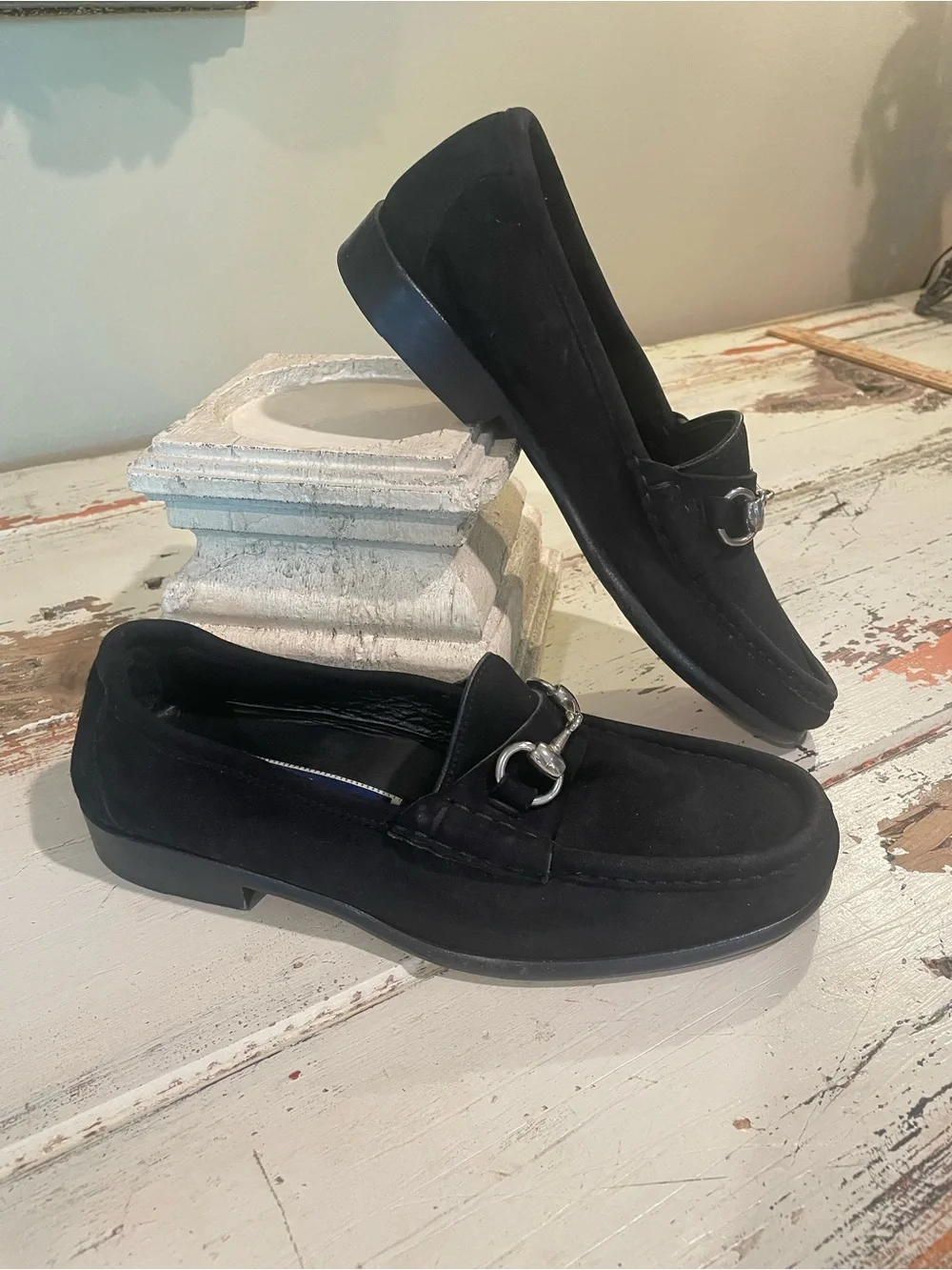 Bragamo Black suede unisex horsebit slip on Loafers